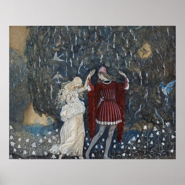 John Bauer - Lena Dances med Knight Poster (Framsidan)