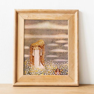John Bauer Princess i Flower Meadow Poster
