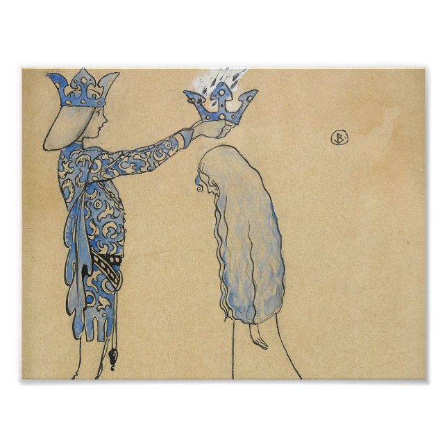 John Bauer - Sätt prinsen Krona i Guld Fototryck (Framsidan)