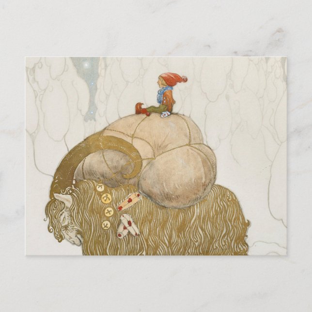 John Bauer - The Christmas Goat Helg Vykort (Framsida)