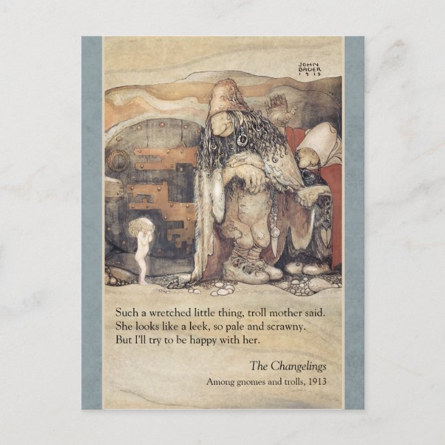 John Bauer Troll par och princess baby CC1024 Vykort (Framsida)