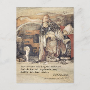 John Bauer Troll par Princess baby Changelings Vykort