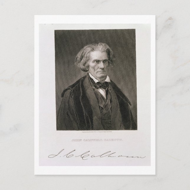 John Caldwell Calhoun, graverad av Henry Bryan Hal Vykort (Framsida)