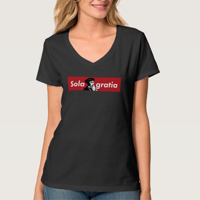 John Calvin Christian  Protestant Reformation T Shirt (Framsida)