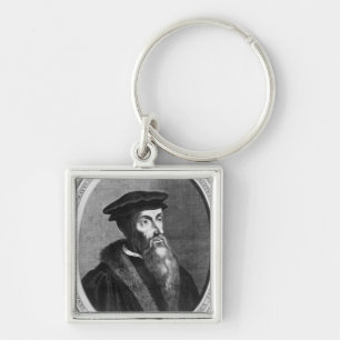 John Calvin Fyrkantig Silverfärgad Nyckelring