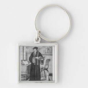 John Calvin Fyrkantig Silverfärgad Nyckelring