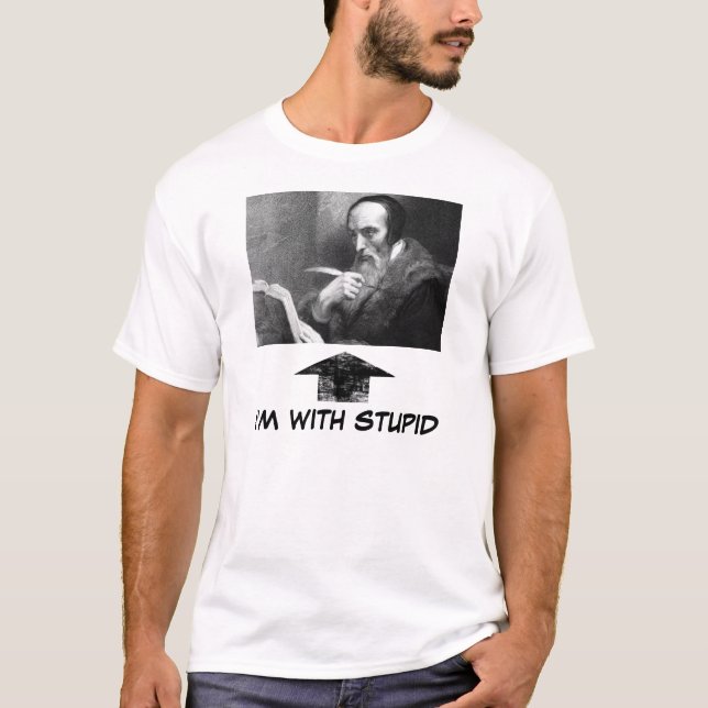 john-calvin-med-bok widearrow, I-förmiddag MED Tee Shirt (Framsida)