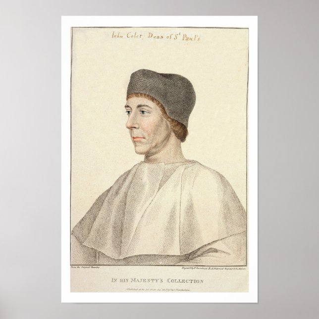 John Colet (c.1467-1519), Dean of St. Paul's engra Poster (Framsidan)