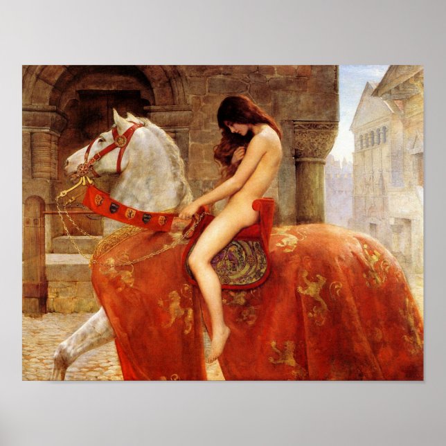 John Collier "Dam Godiva" 1898 Reproduction Poster (Framsidan)