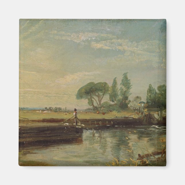 John Constable | En barriär under Flatford Lock, c Magnet (Framsidan)