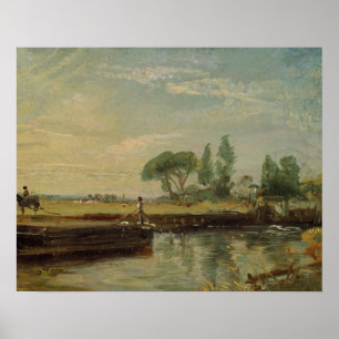 John Constable En barriär under Flatford Lock, c Poster
