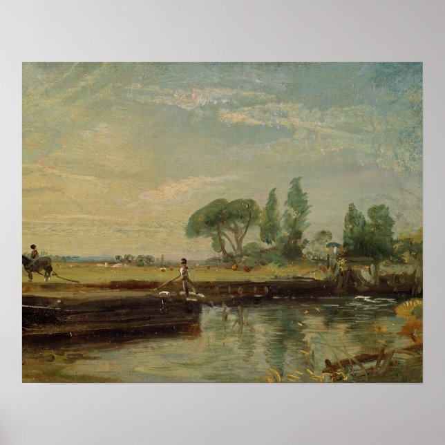 John Constable | En barriär under Flatford Lock, c Poster (Framsidan)