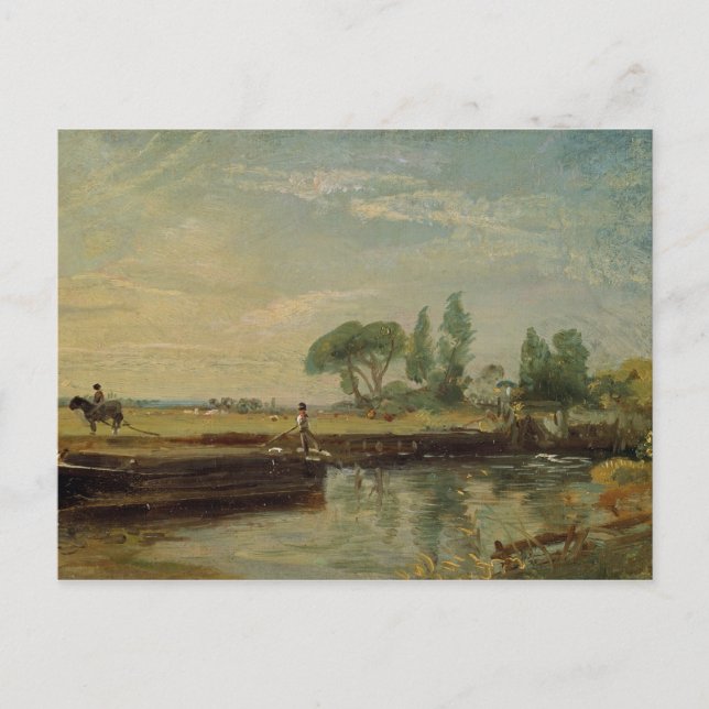 John Constable | En barriär under Flatford Lock, c Vykort (Framsida)