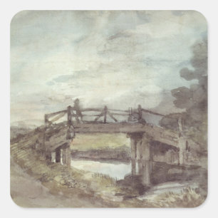 John Constable En bro över bålen Fyrkantigt Klistermärke