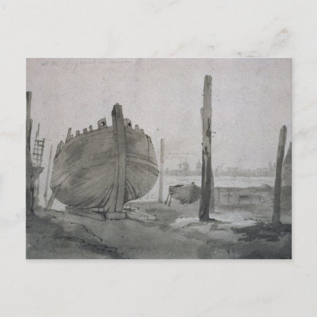 John Constable | Floden Scen med fartyg i Sunset Vykort (Framsida)