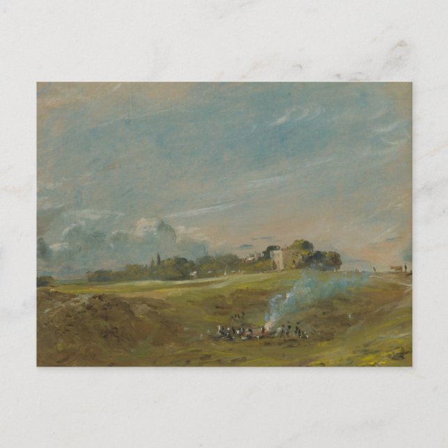 John Constable - Hampstead Heath, med Bonfire Vykort (Framsida)