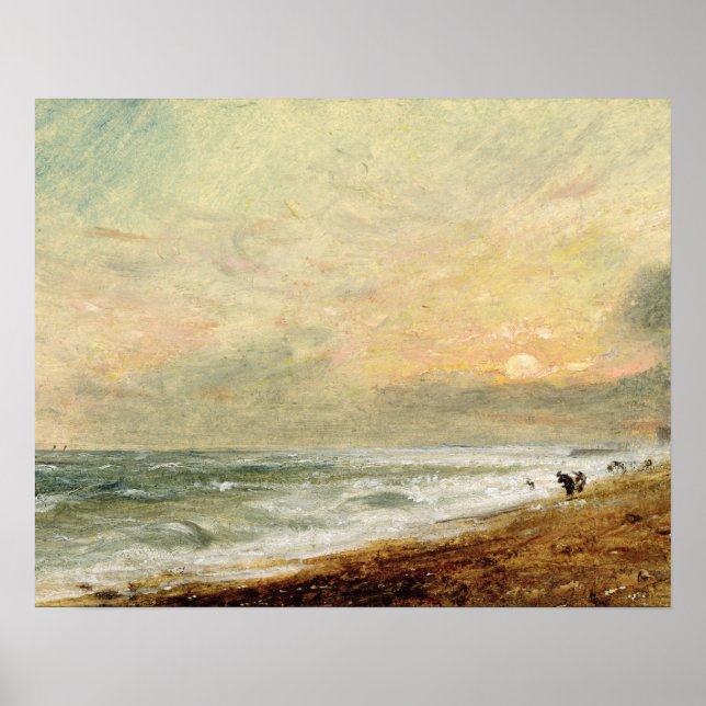 John Constable | Hove Beach, c.1824 (olja på pappr Poster (Framsidan)