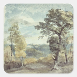 John Constable Liggande tillsammans med Träd och Fyrkantigt Klistermärke