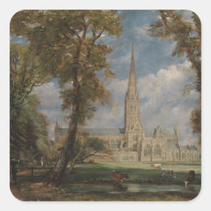 John Constable Salisbury Cathedral från Bish Fyrkantigt Klistermärke
