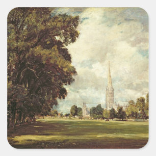John Constable Salisbury Cathedral från Nedre Mo Fyrkantigt Klistermärke