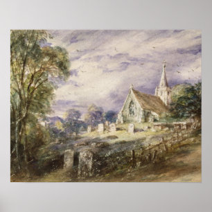 John Constable Stoke Poges Church, 1833 (w/c on Poster