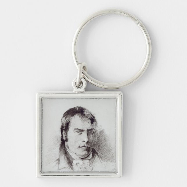 John Crome Fyrkantig Silverfärgad Nyckelring (Framsidan)