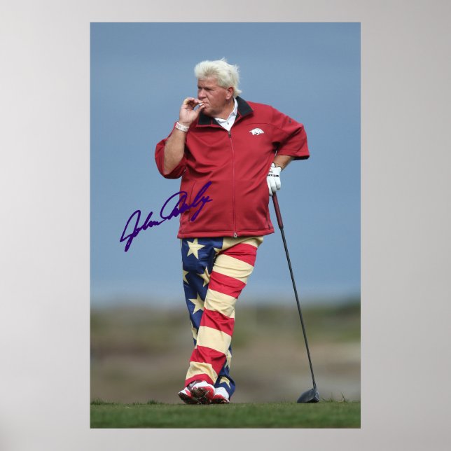 John Daly Signed Smoking Golf Photo Print Poster (Framsidan)