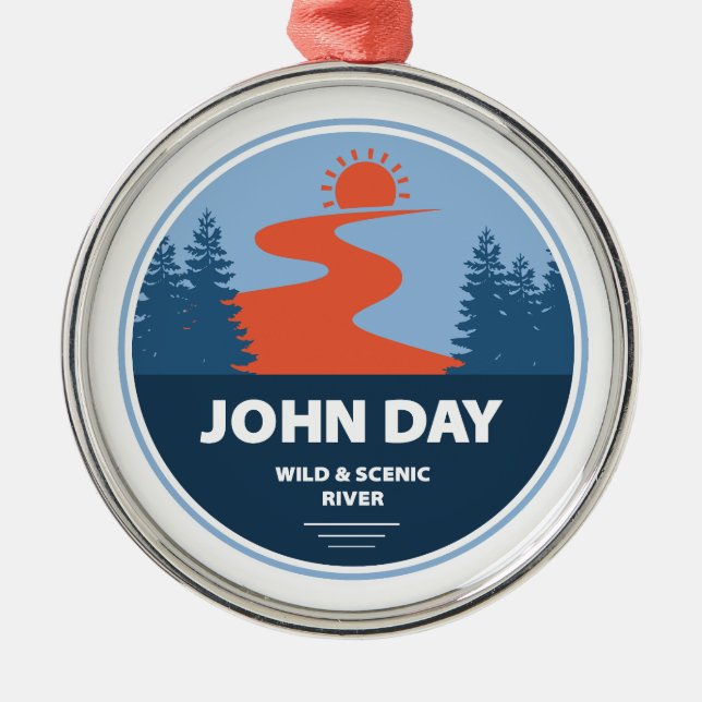 John Day Vild och Scenia River Oregon Julgransprydnad Metall (Framsidan)