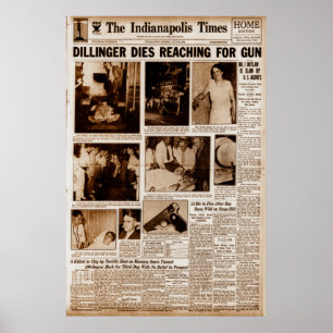 John Dillinger Public Enemy #1 Dör när han når Poster