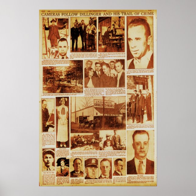 John Dillinger Trail of Crime Public Enemy #1 Poster (Framsidan)