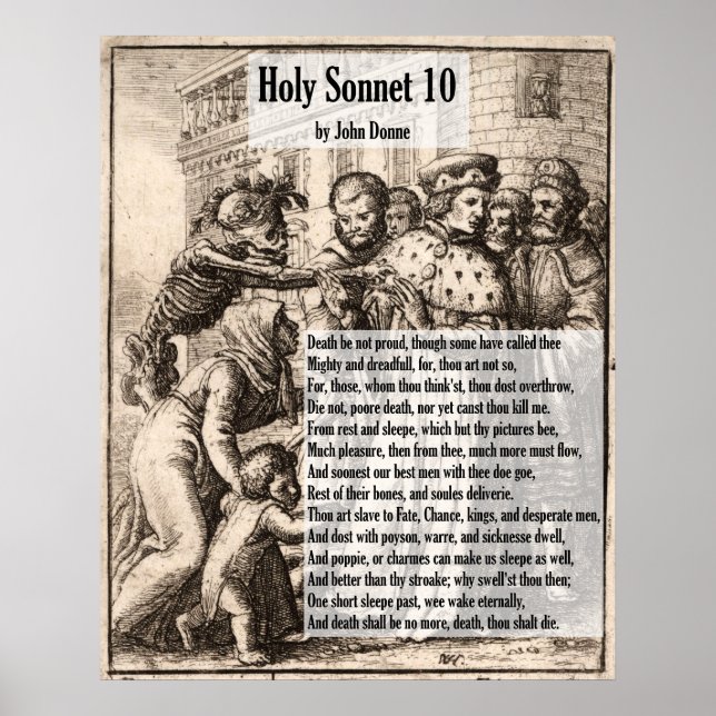 John Donne Death, be not stolt/Heliga Sonnet 10 Poster (Framsidan)