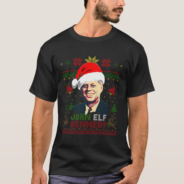 John Elf Kennedy Funny jul T Shirt (Framsida)