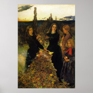 John Everett Millais höst löv Poster