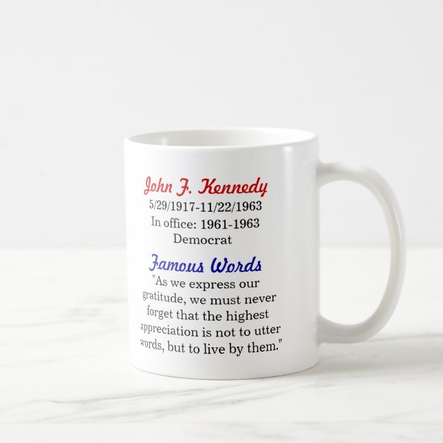 John F. Kennedy citationsteckenmugg Kaffemugg (Höger)