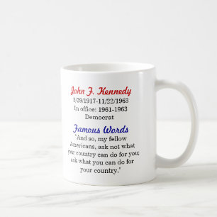 John F. Kennedy citationsteckenmugg Kaffemugg