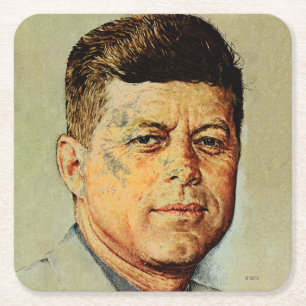 John F. Kennedy I MEMORIAM Underlägg Papper Kvadrat