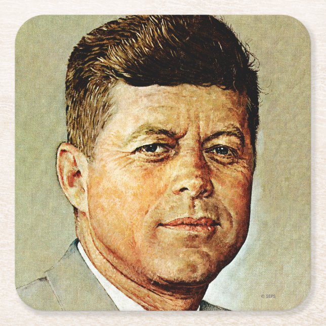 John F. Kennedy IN MEMORIAM 2 Underlägg Papper Kvadrat (Framsidan)