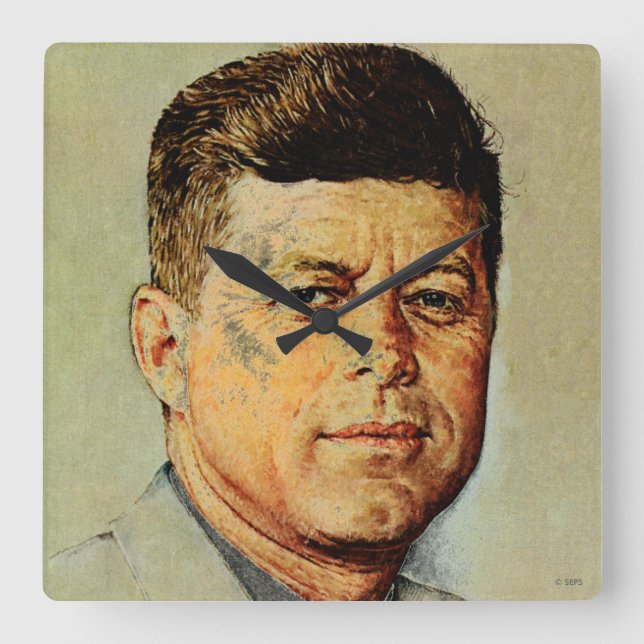 John F. Kennedy IN MEMORIAM Fyrkantig Klocka (Framsida)