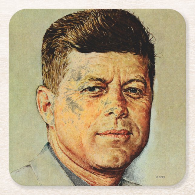 John F. Kennedy IN MEMORIAM Underlägg Papper Kvadrat (Framsidan)
