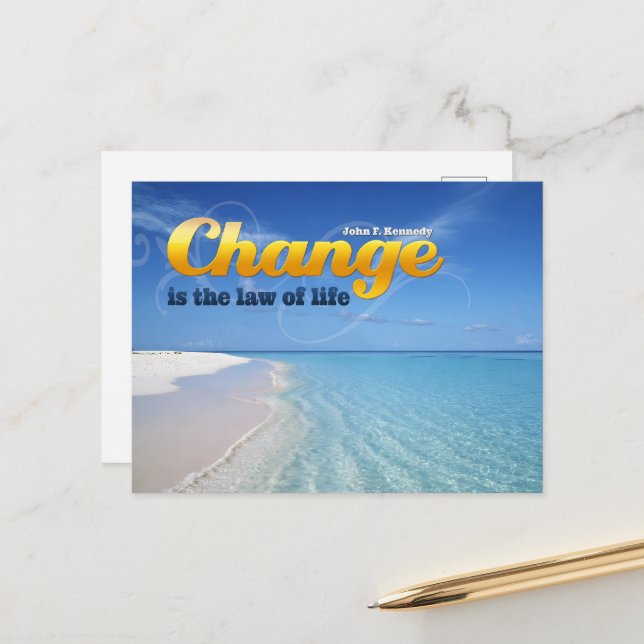 John F. Kennedy Inspirational Quote "Change" Vykort (Fram/Back In Situ)