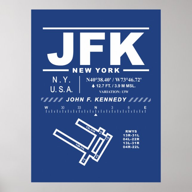 John F. Kennedy Internationell Airport JFK Poster (Framsidan)