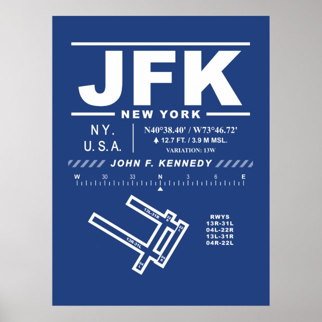 John F. Kennedy Internationell Airport JFK Poster (Framsidan)
