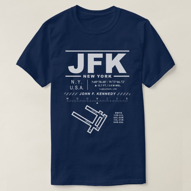 John F. Kennedy Internationell Airport JFK T-Shirt (Design framsida)