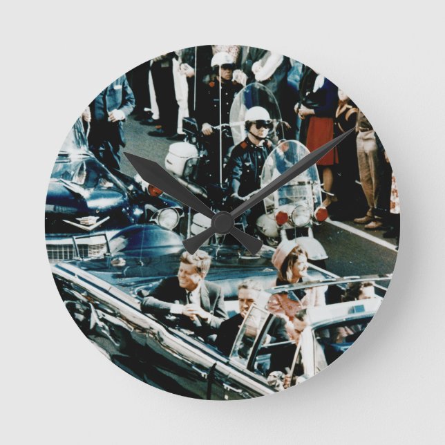 John F Kennedy och Jackie i Motorcade Dallas Rund Klocka (Framsida)