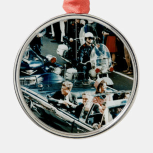 John F. Kennedy och Jackie i motorcaden Dallas Julgransprydnad Metall