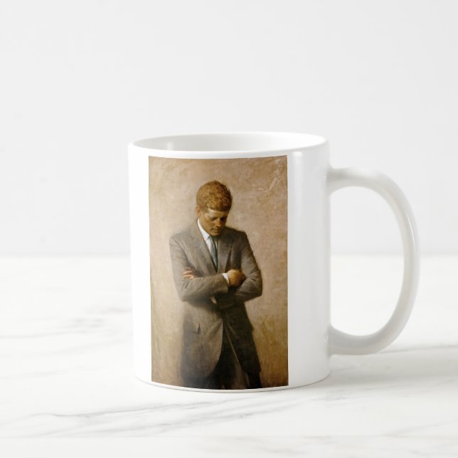 John F Kennedy Officiell Porträtt av Aaron Shikler Kaffemugg (Höger)