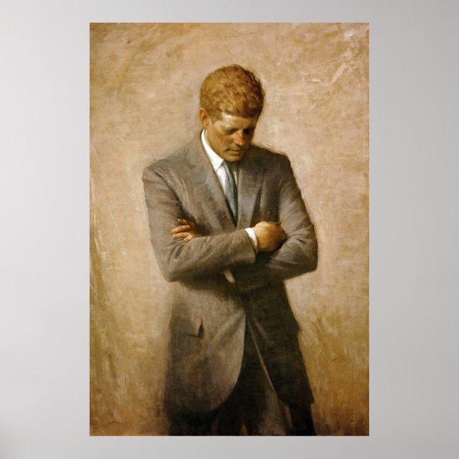 John F Kennedy Officiell Porträtt av Aaron Shikler Poster (Framsidan)