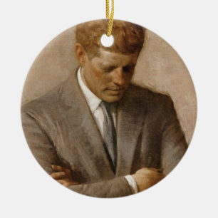 John F Kennedy Officiell Porträtt Julgransprydnad Keramik