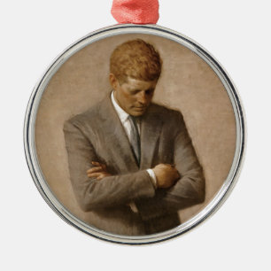John F. Kennedy officiellt Vita husporträtt Julgransprydnad Metall