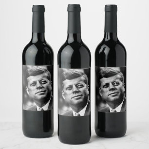 John F Kennedy Vinflaska Etikett